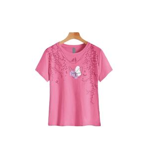 Anti Pilling cuello redondo último diseño personalizado mujer impreso manga corta Camiseta alta calidad Bangladesh venta al por mayor Venta caliente - Product Image 4