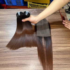 Extensiones de cabello virgen vietnamita con encaje frontal para pelucas de cabello humano, estilo liso y natural. - Product Image 3