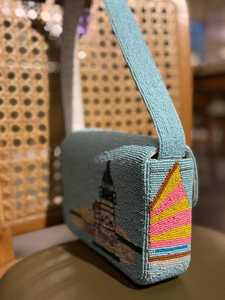 ALI FASHION ART กระเป๋าถือทรงสี่เหลี่ยมผืนผ้า งานฝีมือปักลายผีเสื้อหลากสี ประดับด้วยลูกปัดแก้ว ทำจากโพลีเอสเตอร์ ซักทำความสะอาดได้ - Product Image 1