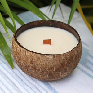 Factory price coconut vessel <b>candle</b> with labels support top sale beautiful crafted <b>candles</b> - Product Image 1