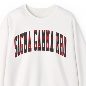 Custom Sigma Gamma Rho <b>Christmas</b> Plaid Crewneck <b>Sweatshirt</b> <b>Women's</b> Greek Sorority Holiday Fleece Pullover Winter Wholesale - Product Image 3