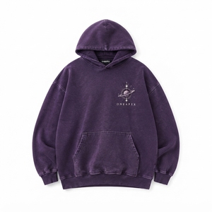 Sweat-shirt à capuche surdimensionné pour homme, imprimé galaxie violet, streetwear ONEAPEX, vente en gros personnalisée - Product Image 2