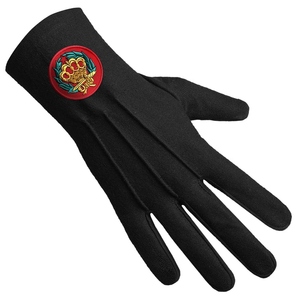 Guantes de Regalia de Algodón Negro de Lujo con Bordado Rojo de la Orden del Amaranto - Product Image 2