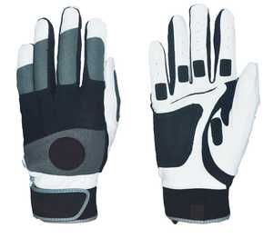Baseball Batting Gloves Full Finger Pitcher Red Black <b>White</b> Leather Non-Slip Right Handed Adult All Seasons Hook Loop Closure - Product Image 3