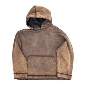 Ropa de calle personalizada con capucha desgastada en blanco de gran tamaño French Terry Heavyweight Vintage Acid Wash Sun Faded Hoodie - Product Image 1