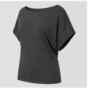 T-shirt décontracté pour femme, gris anthracite, col bateau, manches courtes chauve-souris, WTS-0045 - Product Image 2