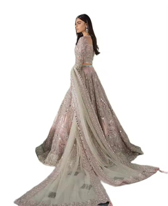 Vestido de Novia Indio-Pakistaní Bordado de Diseñador, Maxi Lahenga Choli de 3 Piezas, Trajes de Boda de Diseñador, Vestidos de Noche para Fiestas - Product Image 5