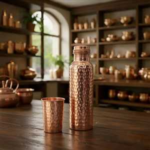 Bouteille d'eau en cuivre écologique de style américain moderne avec bouchon durable - Product Image 1