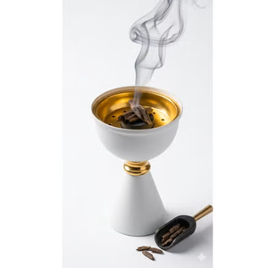 Brûleur d'encens islamique argenté avec accents de pierres rouges, support électrique pour Bakhoor, diffuseur de parfum d'intérieur, porte-encens islamique de luxe - Product Image 2