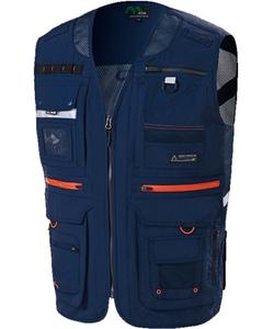 เสื้อกั๊กทำงานแบรนด์เกาหลี MK-482 Taslan รุ่น OEM/ODM หลายกระเป๋า พร้อมช่องใส่บัตรชื่อและแผงหลังตาข่าย - Product Image 1