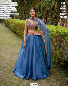 Lehenga Choli Tradicional de Seda Virasat Green Chanda, Largo Hasta el Suelo, para Bodas y Fiestas - Product Image 6