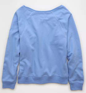 Sweat-shirt décontracté pour femme, bleu clair, à épaules tombantes, manches longues, en tissu éponge respirant, coupe régulière, couleur unie, sexy, pour club, automne - Product Image 5