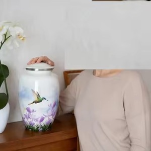 Urnas de mármol azul Urnas de cremación de latón para adultos para cenizas humanas Bolsa de terciopelo gratis - Product Image 3