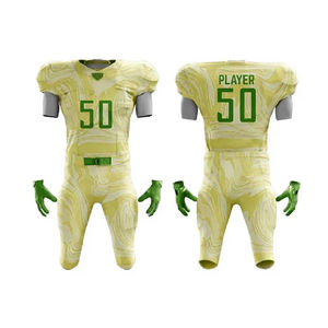 Uniforme de football américain professionnel de haute qualité pour adultes, personnalisé, bicolore, imprimé par transfert thermique, respirant, 100% polyester, pour équipe - Product Image 2