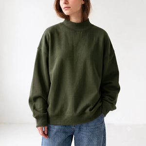 Sweat-shirt oversize en molleton à col montant pour femme, intérieur brossé premium, confort décontracté, production personnalisée, streetwear - Product Image 1
