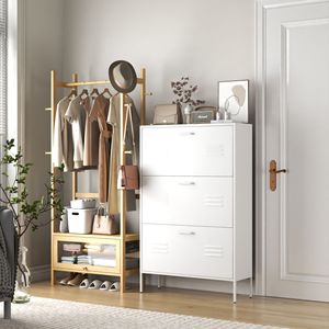 Scarpiera autoportante con struttura in metallo e 3 cassetti ribaltabili, organizer per ingresso, corridoio, foyer o altro. - Product Image 3