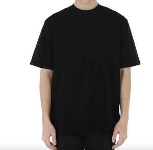 T-shirt décontracté pour homme, blanc et noir, uni, à manches courtes, col rond, coupe ajustée, en coton tricoté et fibre de bambou teinte en fil - Product Image 4