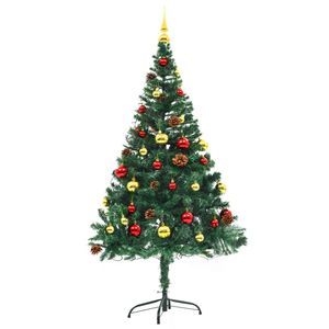 Albero di Natale Pre-illuminato artificiale di 5 piedi verde con palline - Product Image 3