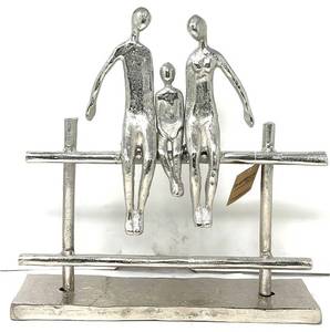 Sculpture Abstraite en Métal, Statue Artistique de Couple Argentée, Profil Humain Moderne sur Socle en Marbre, Décoration de Luxe pour Salon - Product Image 3