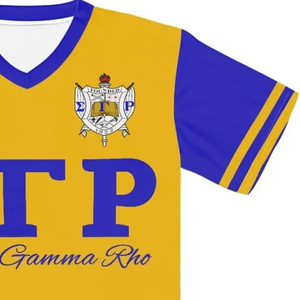 Maillot de baseball Sigma Gamma Rho Sorority à boutons, bleu et jaune, pour femme, avec lettres grecques, chemise de sport, maillot d'équipe athlétique personnalisé - Product Image 6