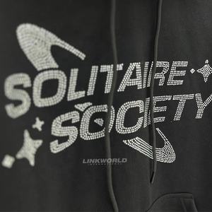 Sudaderas con capucha de lana de algodón para hombre, venta al por mayor de fábrica, ropa estampada XS 3D con diamantes de imitación bordados de ajuste Regular - Product Image 5