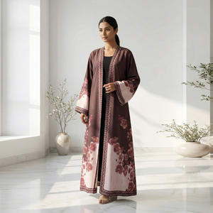 Abaya Holgada de Diseño Poly Moss para Mujer, Estilo Árabe con Frente Abierto, Cárdigan Largo, Ropa Islámica Modesta - Product Image 1