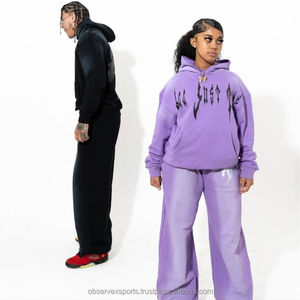 Conjuntos Deportivos de Invierno para Hombre, 100% Algodón Grueso, Estilo Vintage Desgastado con Bordado y Parches, Lavado Ácido, Cierre de Cremallera, Fabricante Personalizado con MOQ - Product Image 3