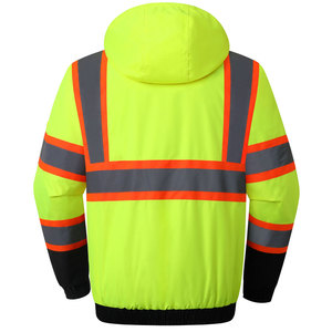 Veste de sécurité réfléchissante à haute visibilité avec capuche, poches et fermeture éclair pour vêtements de travail - Product Image 2