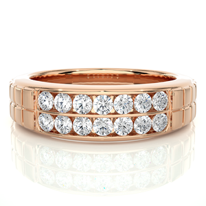 Anillo de Diamante Natural de 0.82 CT, Corte Redondo, Oro Sólido de 18K, 14 Piedras de Diamante para Exportación al por Mayor - Product Image 1