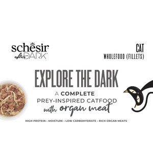 Schesir Cat After Dark Range WholeFood (Filets) en conserve - Faible teneur en glucides, riche en protéines avec des viandes riches en organes (boîte de 80g) Poulet et Caille - Product Image 2