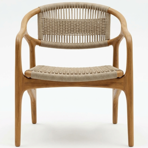 Fauteuil de salon moderne en teck massif, fauteuil de patio minimaliste en corde - Product Image 1