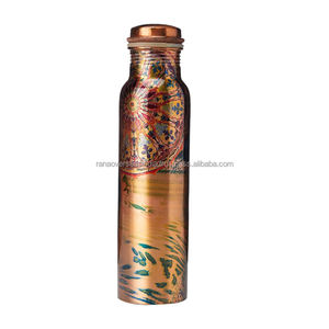 Unique Enamel Design on Pure Copper <b>Water</b> <b>Bottle</b> Handcrafted Ayurveda Health Benefits Copper Vessel for Drinking - Product Image 2