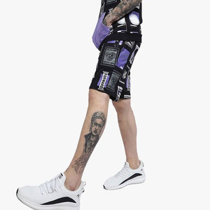 Service OEM – Short de sport 100 % coton pour homme, personnalisable, motif écossais surdimensionné sur le devant, respirant, anti-plis, avec cordon de serrage - Product Image 2