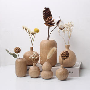 Juego de 4 jarrones de madera para mesa, minimalistas, redondos, decorativos, de material natural, de 4-6 pulgadas - Product Image 5