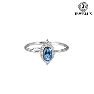 Bague en argent 925 pour femme Jewelux, saphir taille poire, sertissage pavé, bague de fiançailles romantique, pierre précieuse en forme de goutte d'eau, d'Inde - Product Image 4