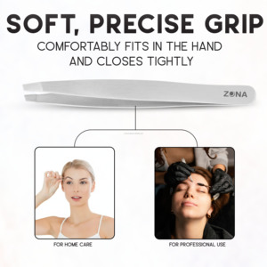 ZONA Stainless Steel Slanted Tip <b>Eyebrow</b> Tweezers Precision <b>Hair</b> <b>Removal</b> Tool Ingrown <b>Hairs</b> Chin Splinter <b>Removal</b> Eco-Friendly - Product Image 5