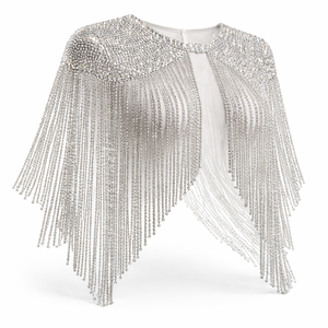Wholesale Rhinestone <b>Fringe</b> Cape for Custom Orders - OEM Manufacturer of Wedding <b>Jackets</b> & Wraps - Product Image 3