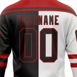 Camiseta de Hockey sobre Hielo Sublimada al por Mayor, Transpirable, de Malla, Manga Tres Cuartos, Cuello en V, con Impresión del Nombre del Equipo, Corte Regular para Adultos - Product Image 4