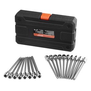 Set di chiavi a bussola da 18 pezzi extra lunghe in acciaio legato S2 e acciaio CrV, attacco da 3/8 di pollice, 1/8 di pollice per riparazioni - Product Image 1