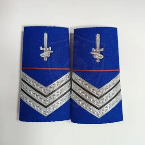 Placas de hombro personalizadas de terciopelo azul con estrellas doradas, insignias bordadas de metal azul tejido para uniforme, para coser - Product Image 2