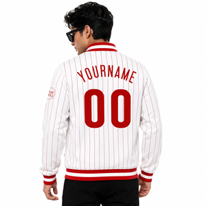Veste de baseball personnalisable pour homme, style universitaire marine, avec lettres imprimées, nom d'équipe brodé, patchwork, en polyester - Product Image 6