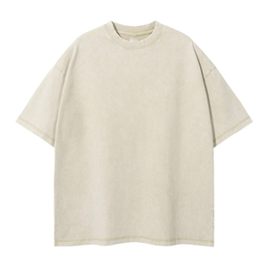 เสื้อยืดคอกลมแขนสั้นทรงโอเวอร์ไซส์สำหรับผู้ชาย ผ้าฝ้าย 100% สีพื้น ทรงลำลอง สวมใส่สบาย สีเรียบ - Product Image 2