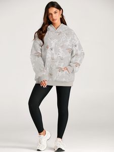 Sweat-shirt à capuche oversize pour femme, en polaire uni, coupe décontractée, couleur unie, manches longues, pour l'automne - Product Image 5