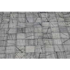 Tapis moderne en laine et jute patchwork - Tapis à motif mosaïque gris pour salon et bureau - Product Image 5