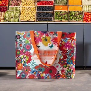 Sac d'épicerie tissé en PP recyclé, stratification complète et écologique des deux côtés, sacs à provisions laminés en BOPP brillant - Product Image 2