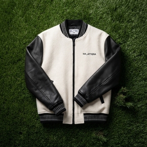 Chaqueta para hombre MA-ATTIERA, color crema, negro, con mangas de cuero PU, cremallera frontal, informal, para otoño - Product Image 6