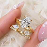 Bague de fiançailles à trois pierres en diamant ovale cultivé en laboratoire certifié IGI de 2,5 carats, or 14 carats, E-F VVS-VS, diamant ovale latéral, bague de mariée