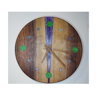 Horloge murale contemporaine en bois et résine époxy, finition polie lisse de luxe, idéale pour un cadeau et la décoration intérieure