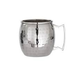 Mug à Moscow Mule en acier inoxydable martelé, qualité alimentaire, pour bars et hôtels, avec logo personnalisé, isolé, avec poignée. - Product Image 3