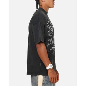 เสื้อยืดโอเวอร์ไซส์ประดับเพชรเทียม ผ้าคอตตอน 100% ผ้าเนื้อละเอียด สีดำ ปรับแต่งสีและขนาดได้ ไม่ยับ - Product Image 5